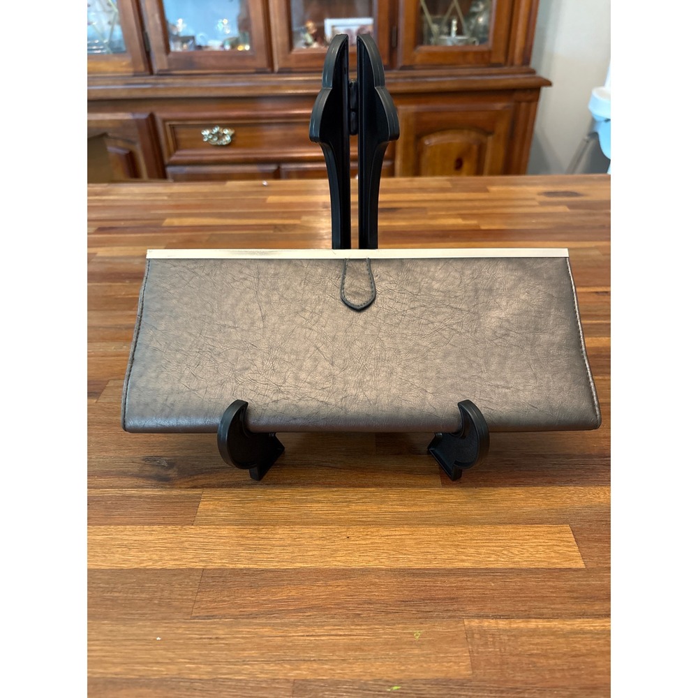 Unbranded Clutch Bag Womens OS Pewter Excellent Metallic Textured Evening Bag